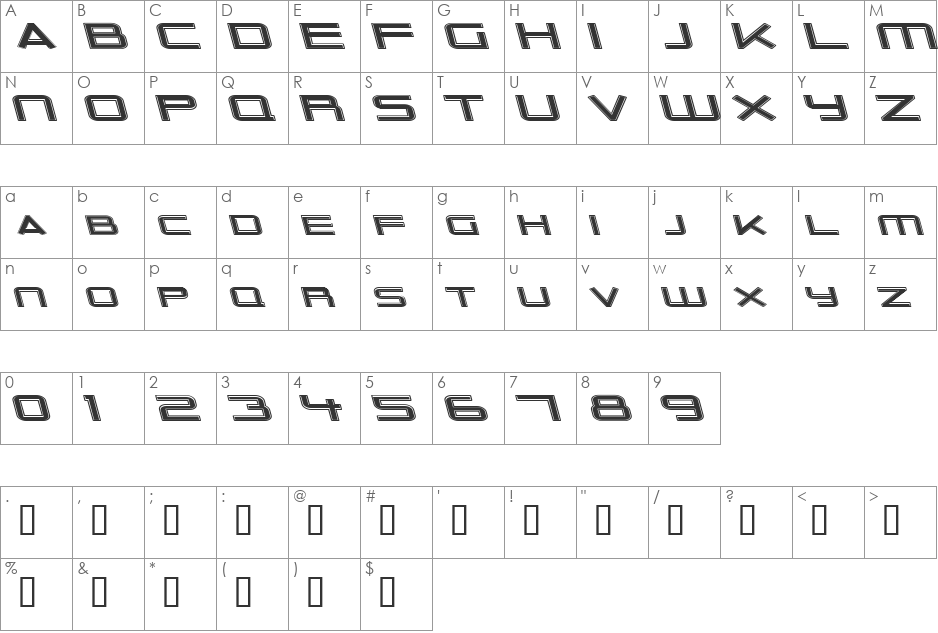 Outer Limits Extended font character map preview