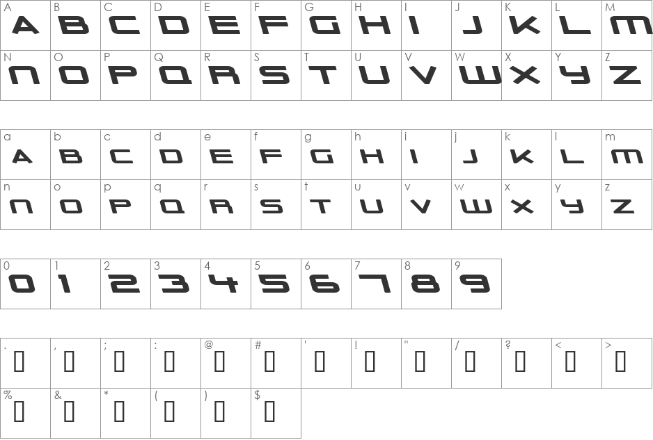 Outer Limits Solid Extended font character map preview