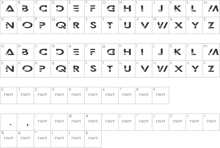 Outerspace Militia font character map preview