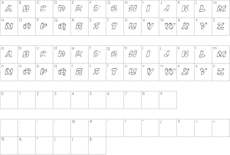 OutHouseDisplayCaps font character map preview