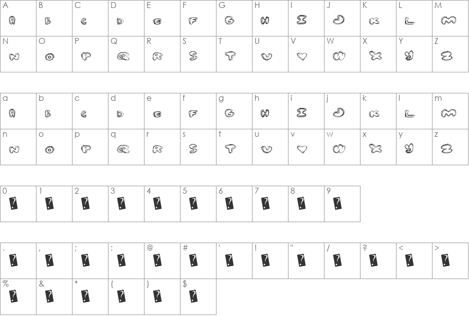 OutlineAround font character map preview