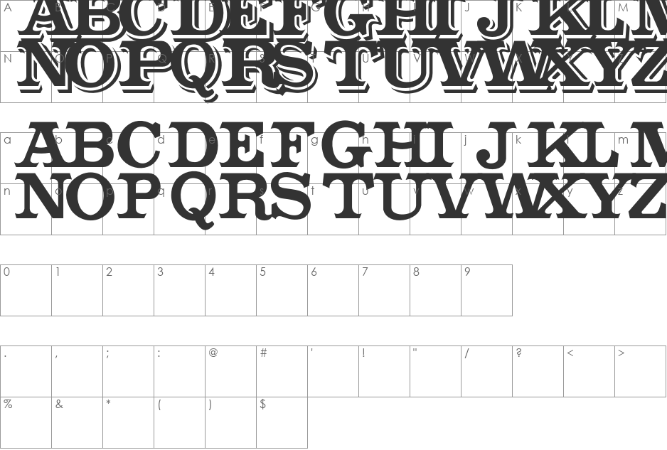 Outstanding font character map preview
