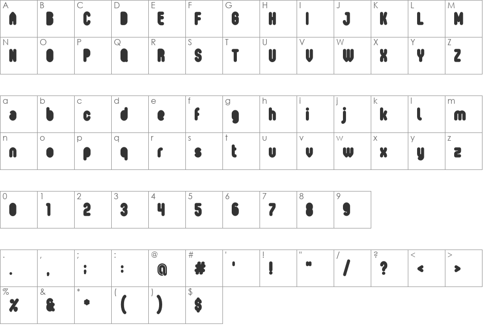 Oval Black font character map preview
