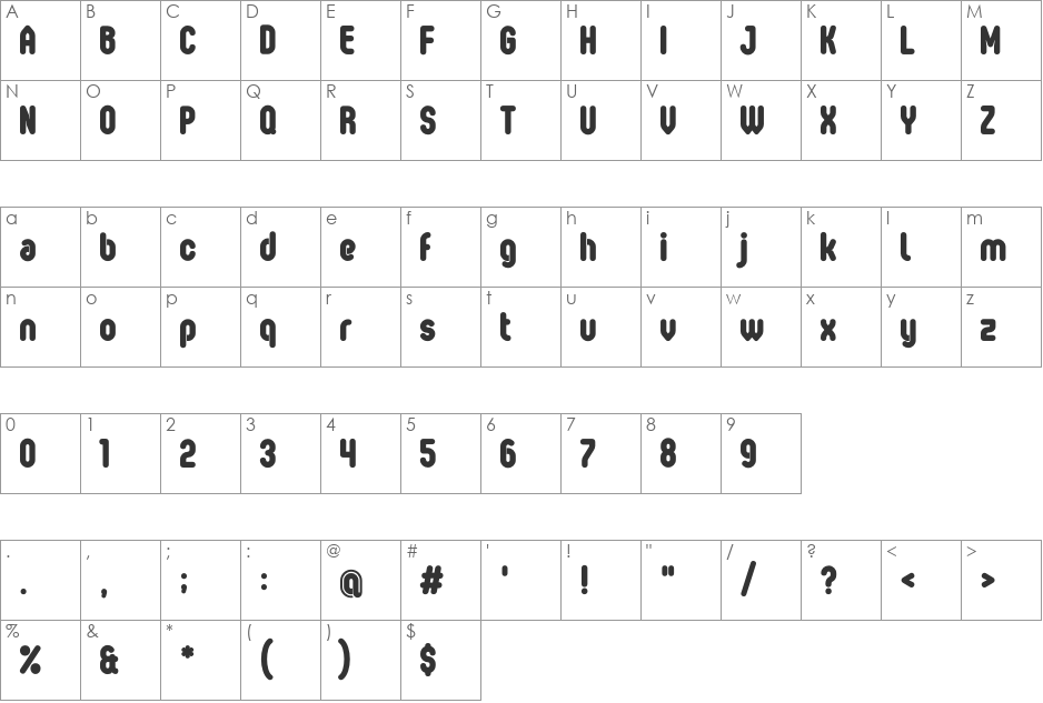 Oval Single font character map preview