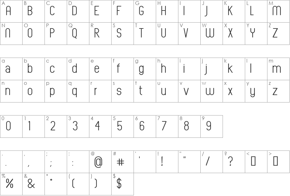 Oval Track font character map preview