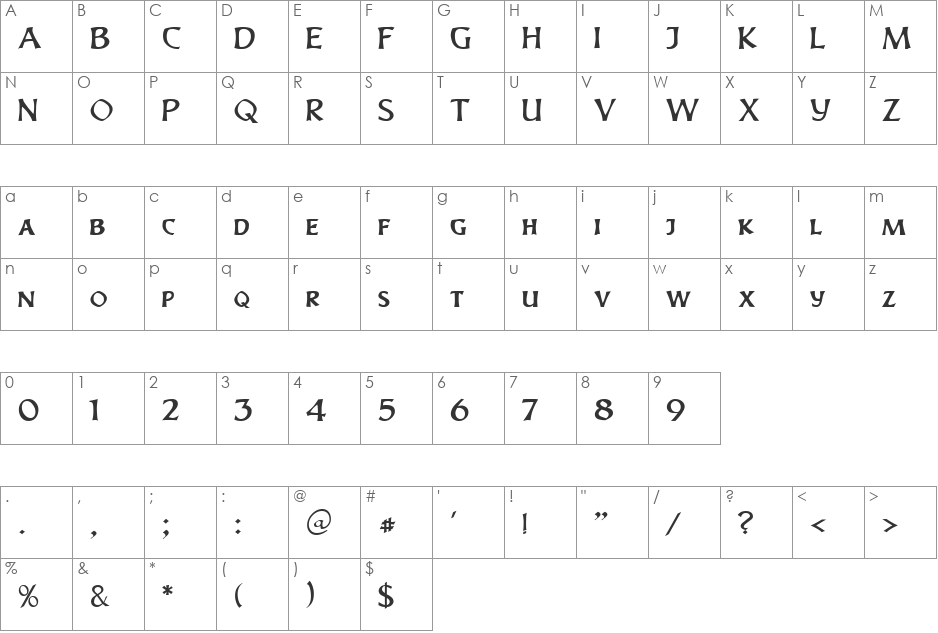 Ovalico 41 DB font character map preview