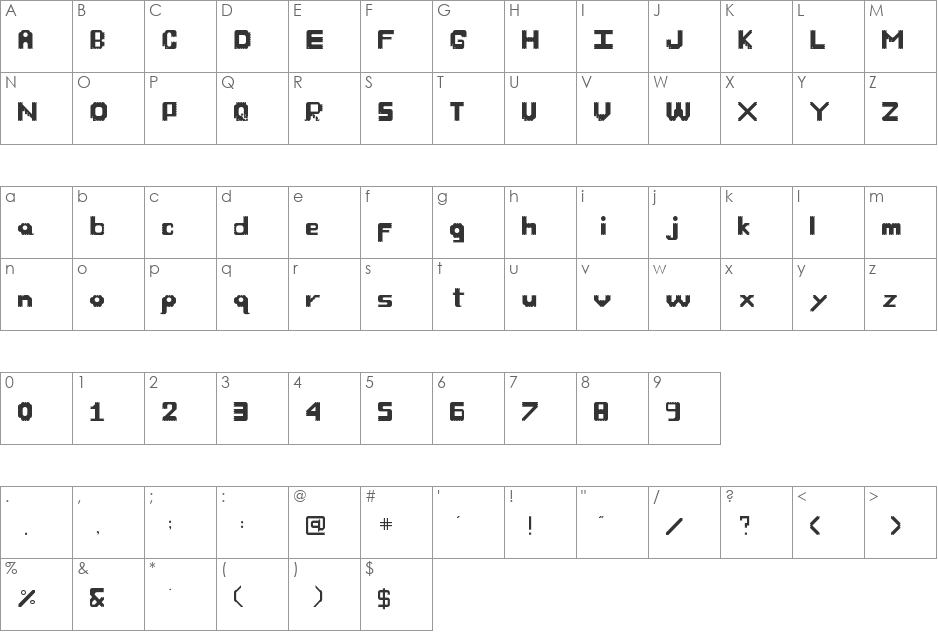Own Font font character map preview
