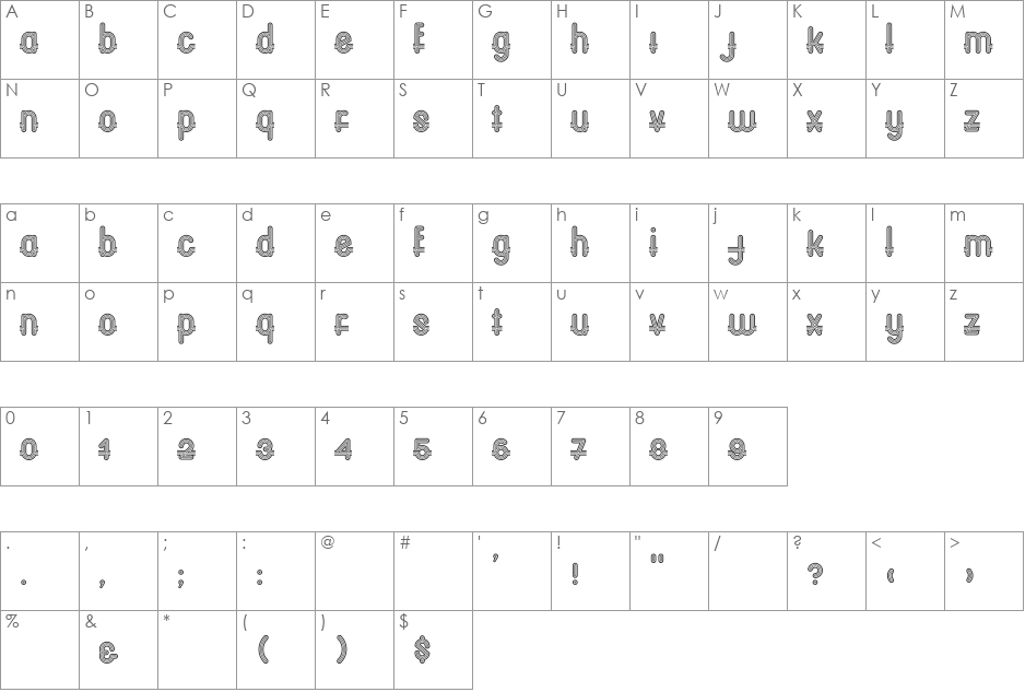 OxfordCP font character map preview