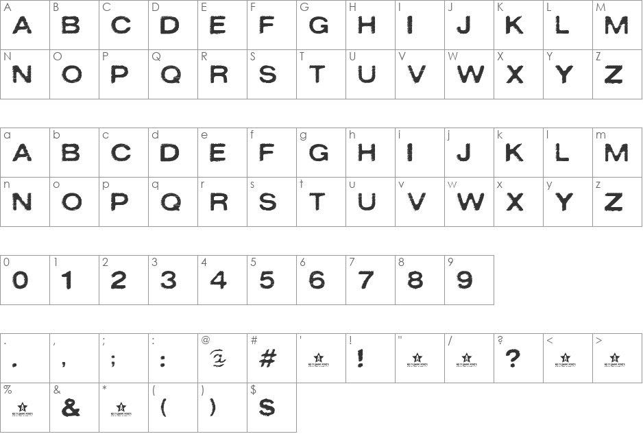 OXIDISASTER font character map preview