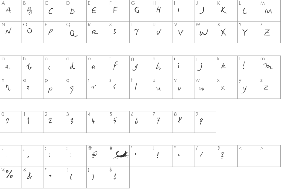 oxjump font character map preview