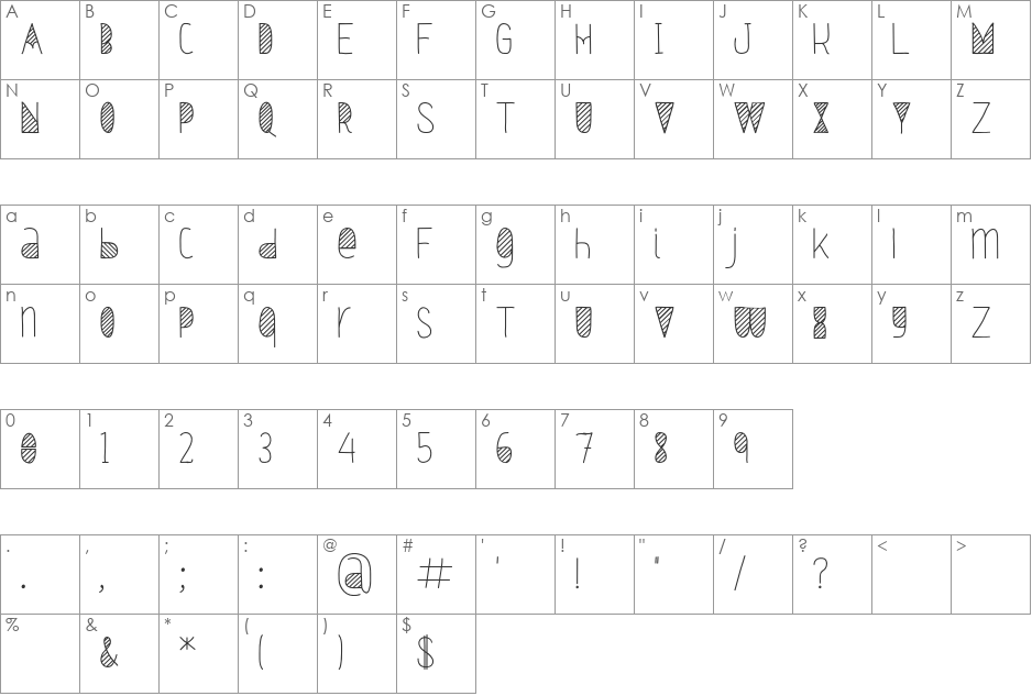 Oxymorons font character map preview