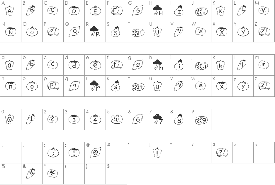 Oyachai Font font character map preview