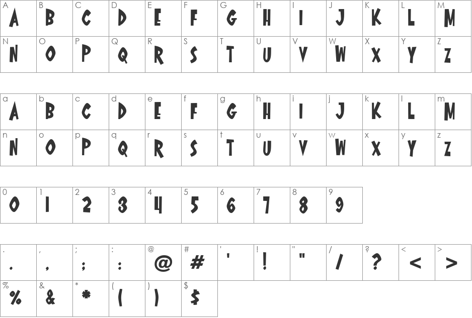 Oyster Bar BTN font character map preview