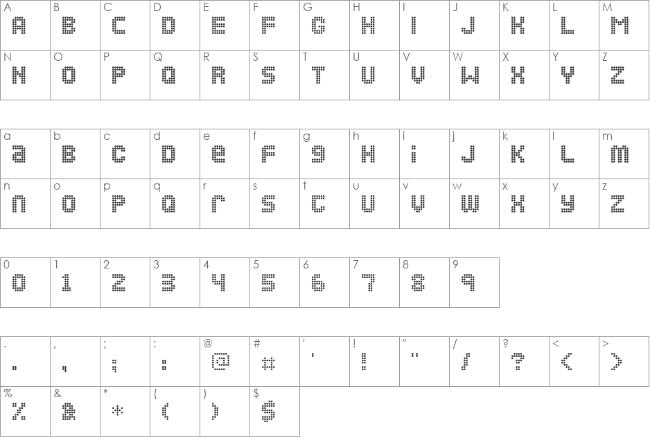 Ozone font character map preview