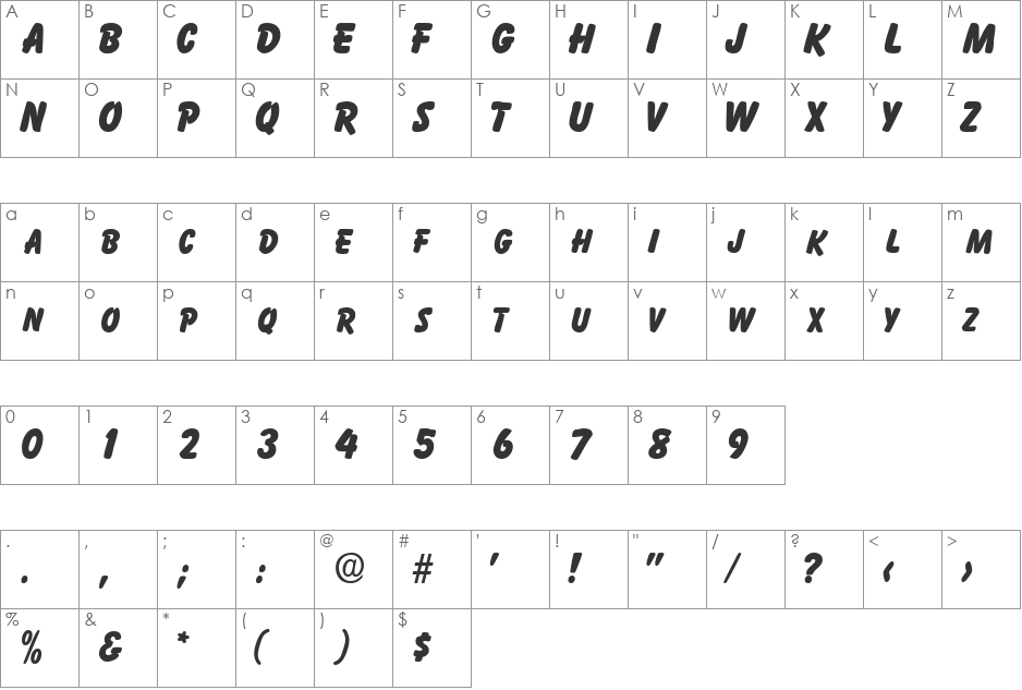 ActivaCapsSSK font character map preview