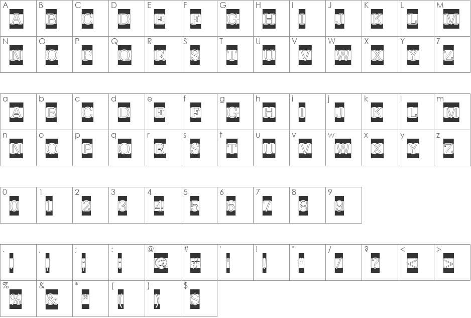 a_NoterCmB&W font character map preview