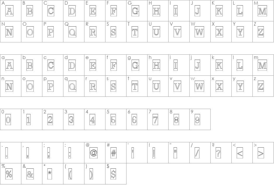 a_NoterCmOtl font character map preview