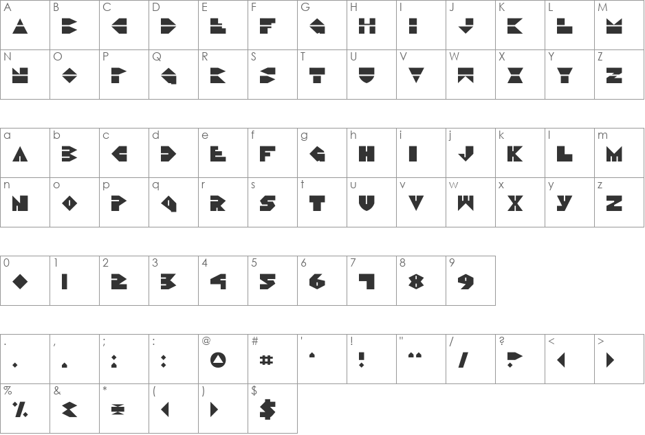 Pacmania font character map preview