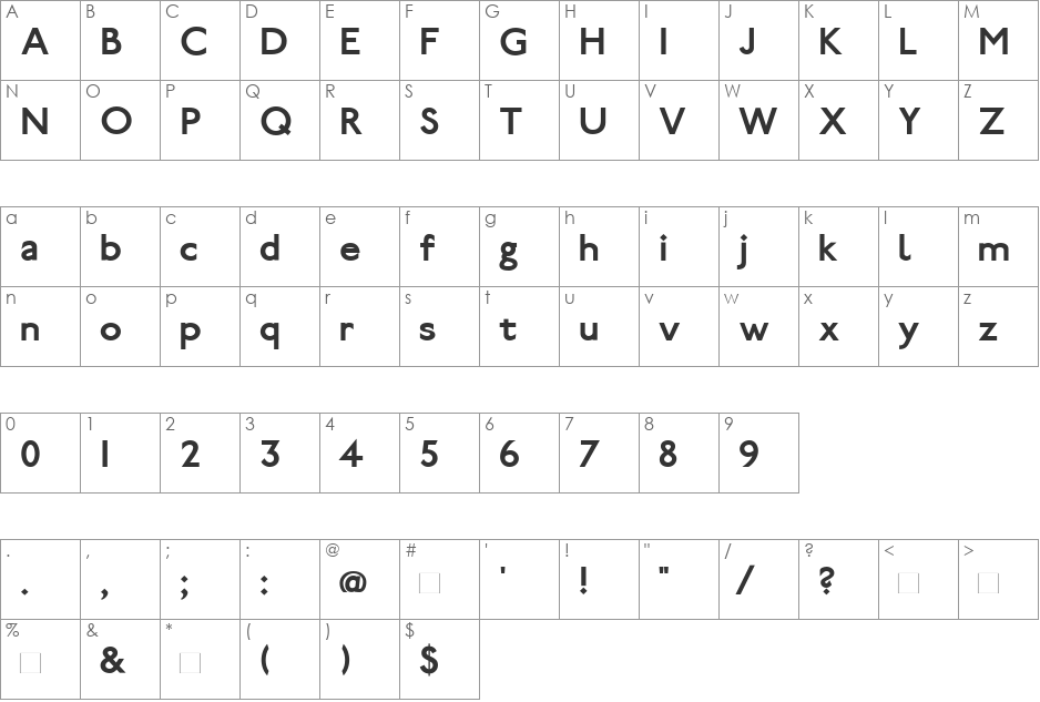 PaddingtonSC Plain Small Caps font character map preview
