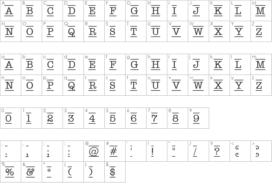 a_OldTyperDcFr font character map preview