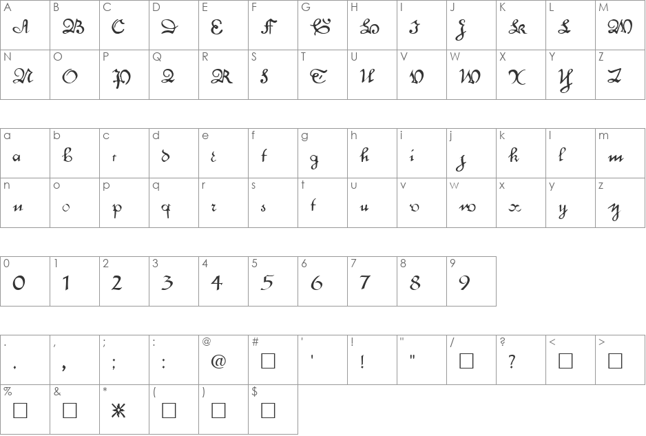 Paige font character map preview
