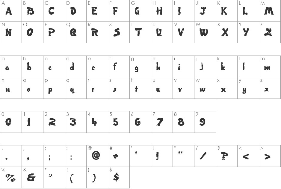 Paint font character map preview