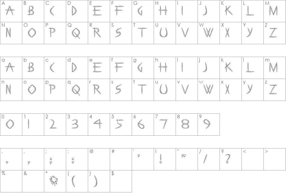 Paint Boy font character map preview