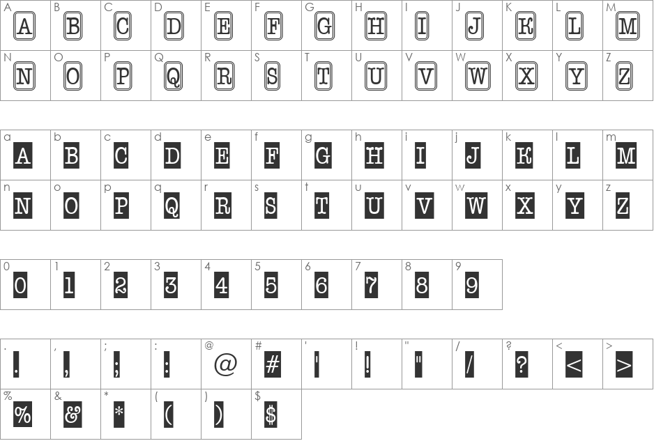 a_OldTyperNrCmCmb2 font character map preview