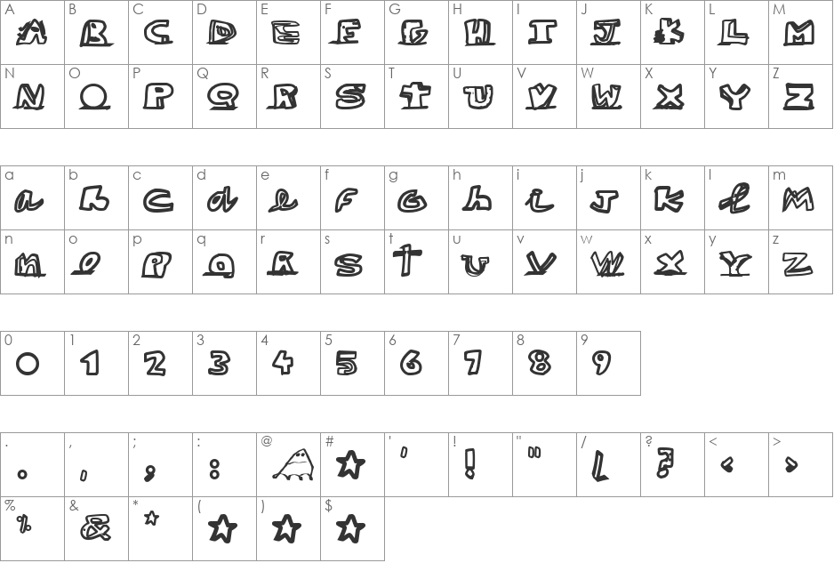 paintblack font character map preview