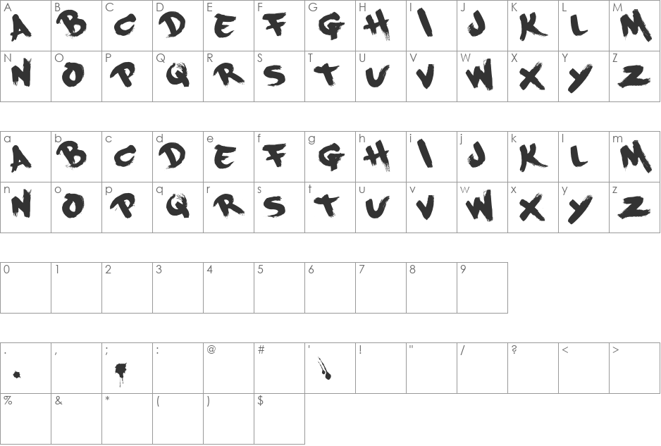 PaintCans font character map preview