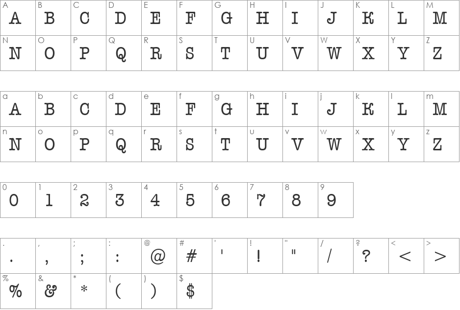 a_OldTyperTitulNr font character map preview