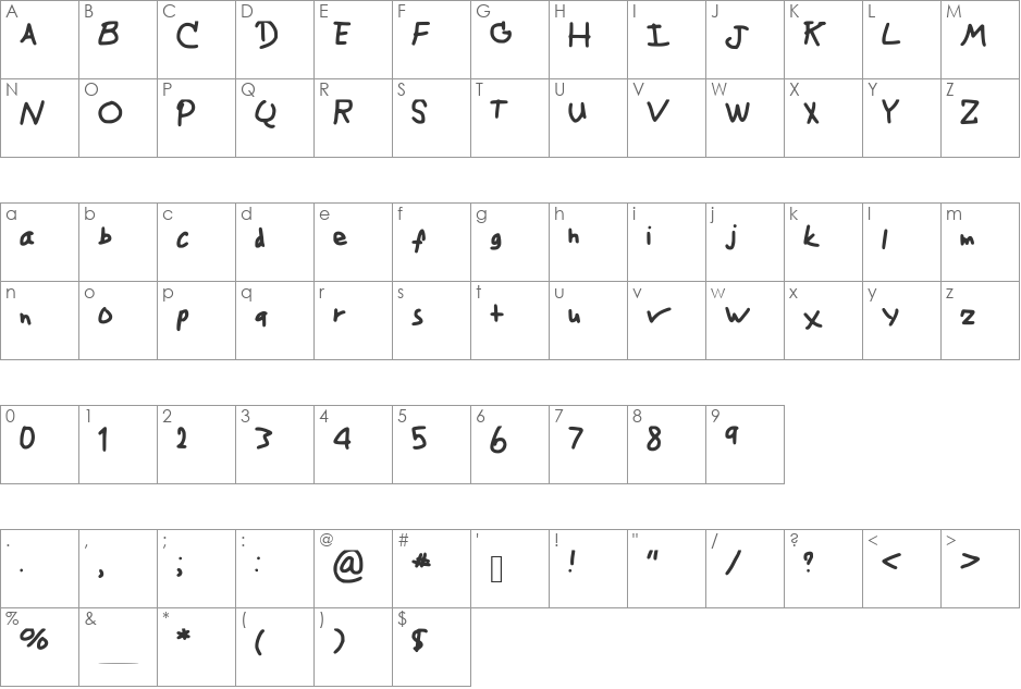 Paint_Font_v1 font character map preview