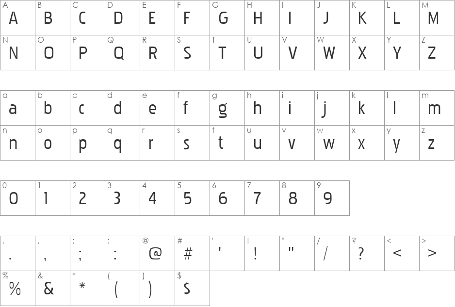 Pakenham font character map preview