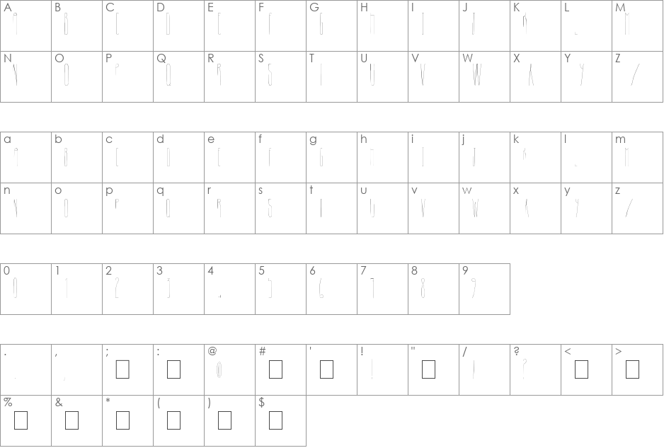 Paki font character map preview