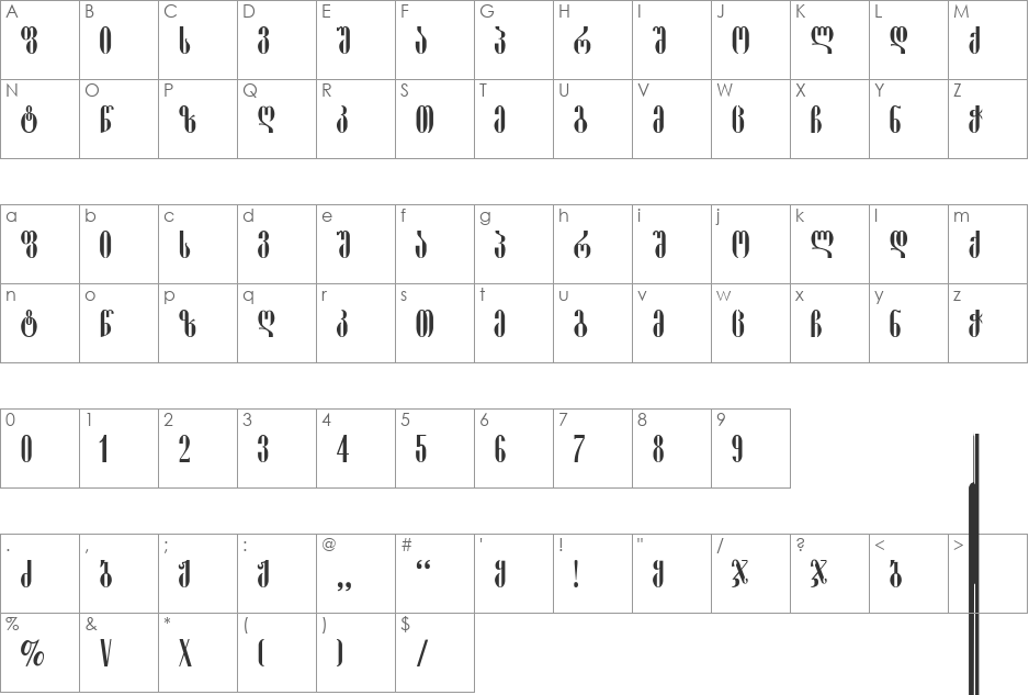 Pakizi TD font character map preview