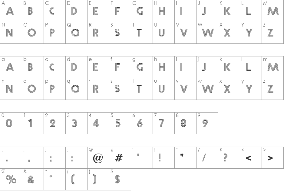Acton DB font character map preview