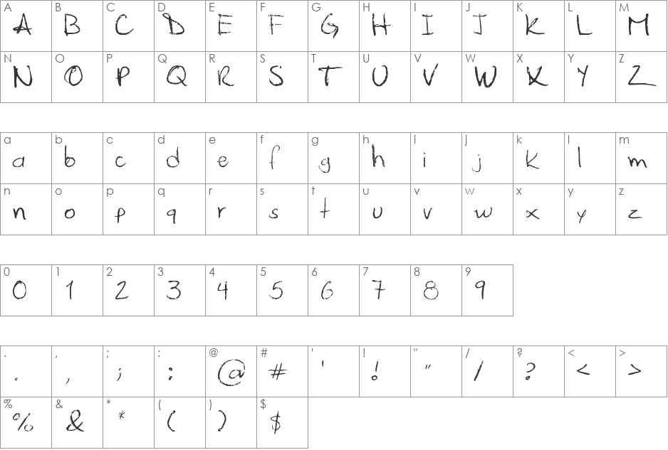 Palafotz font character map preview