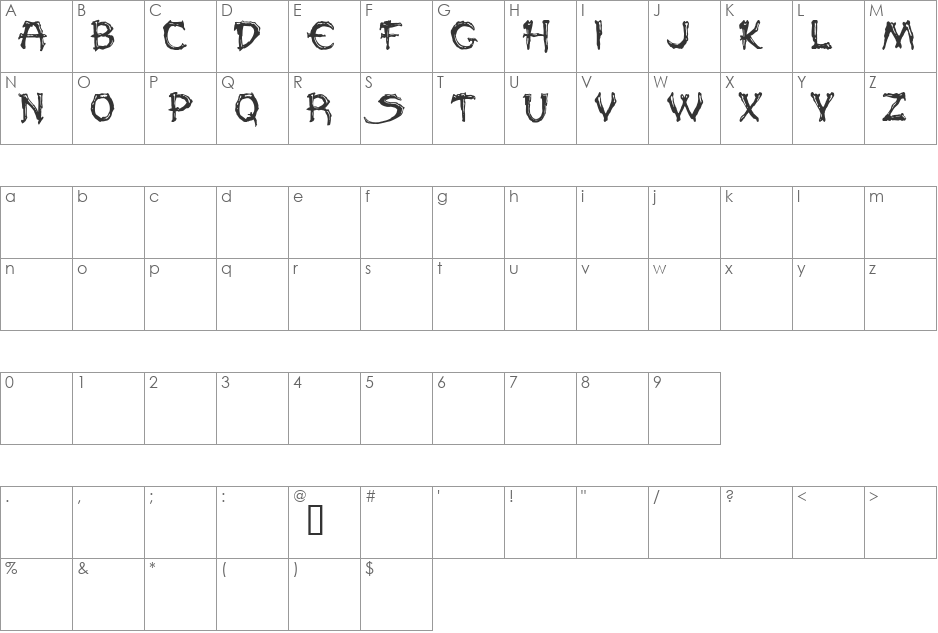 PALEOS DEMO font character map preview