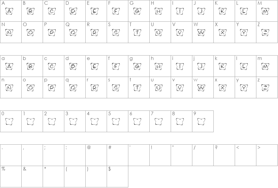 Pan Pasand font character map preview