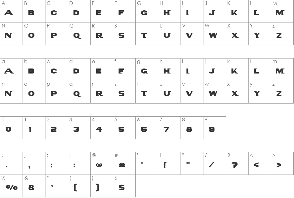 PanAm LogoText font character map preview