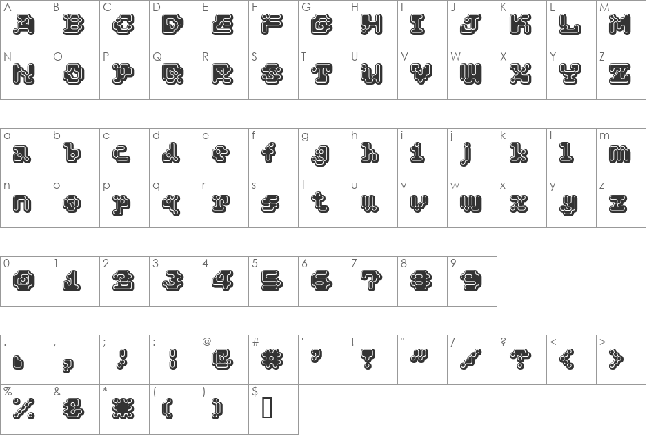 PANDA font character map preview