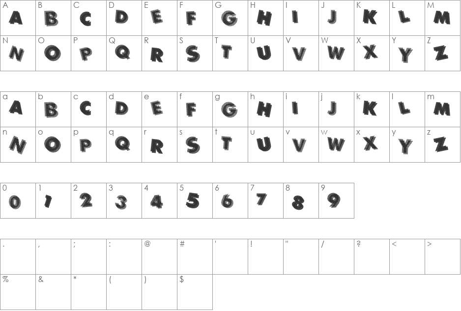 Panic font character map preview
