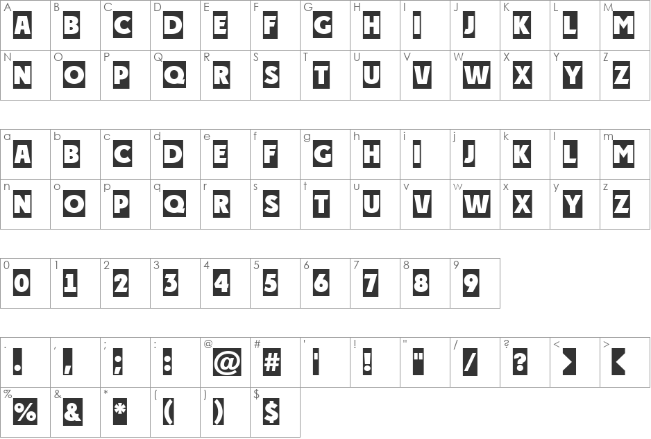 a_PlakatTitulCm font character map preview