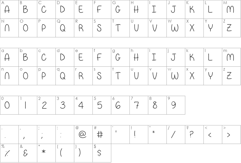 PapaBear font character map preview