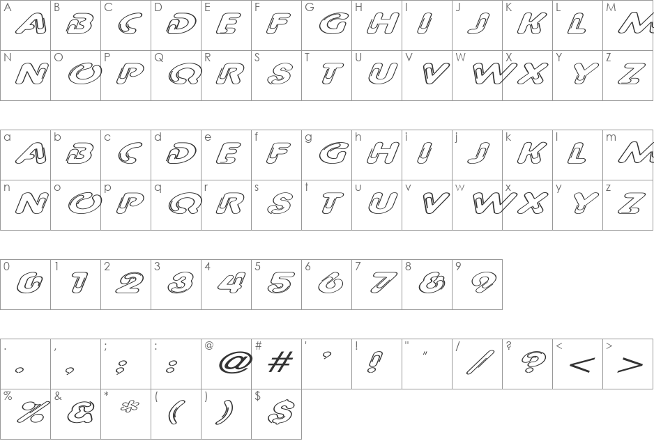 Paper Clip Ex Italic font character map preview