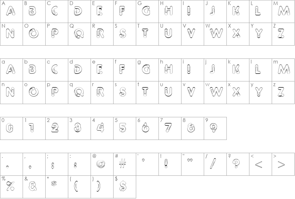 Paper Clip Outline font character map preview