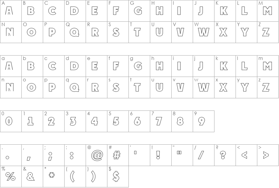 a_PlakatTitulOtl font character map preview
