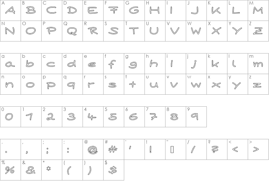 Paper Plane font character map preview