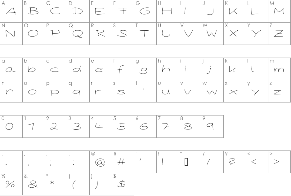 Paper Plane Light font character map preview