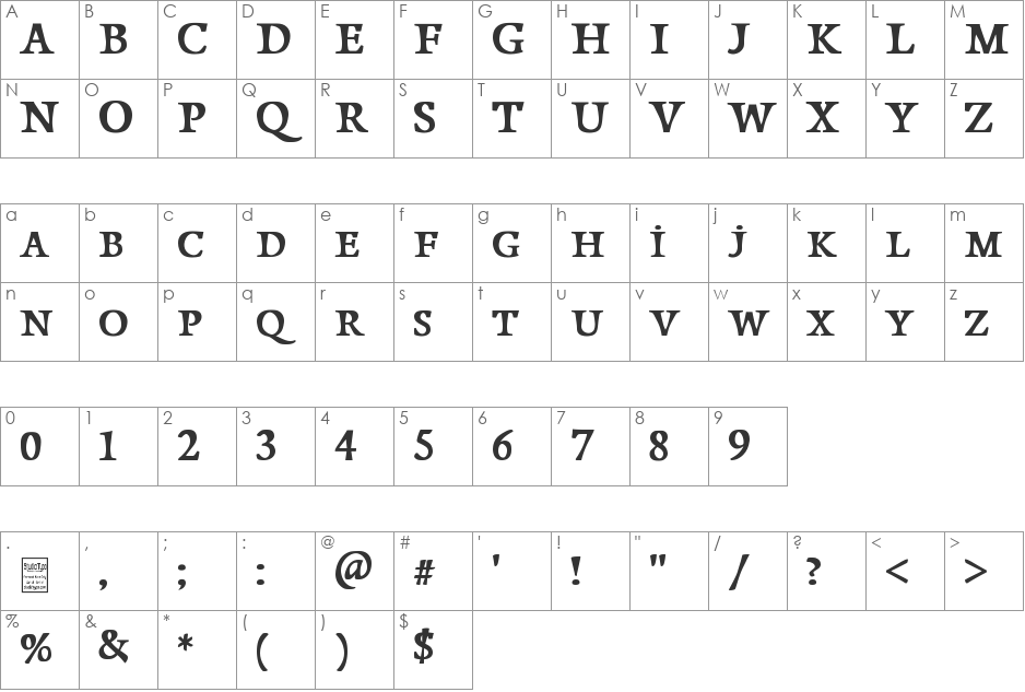 Papillons Outline font character map preview